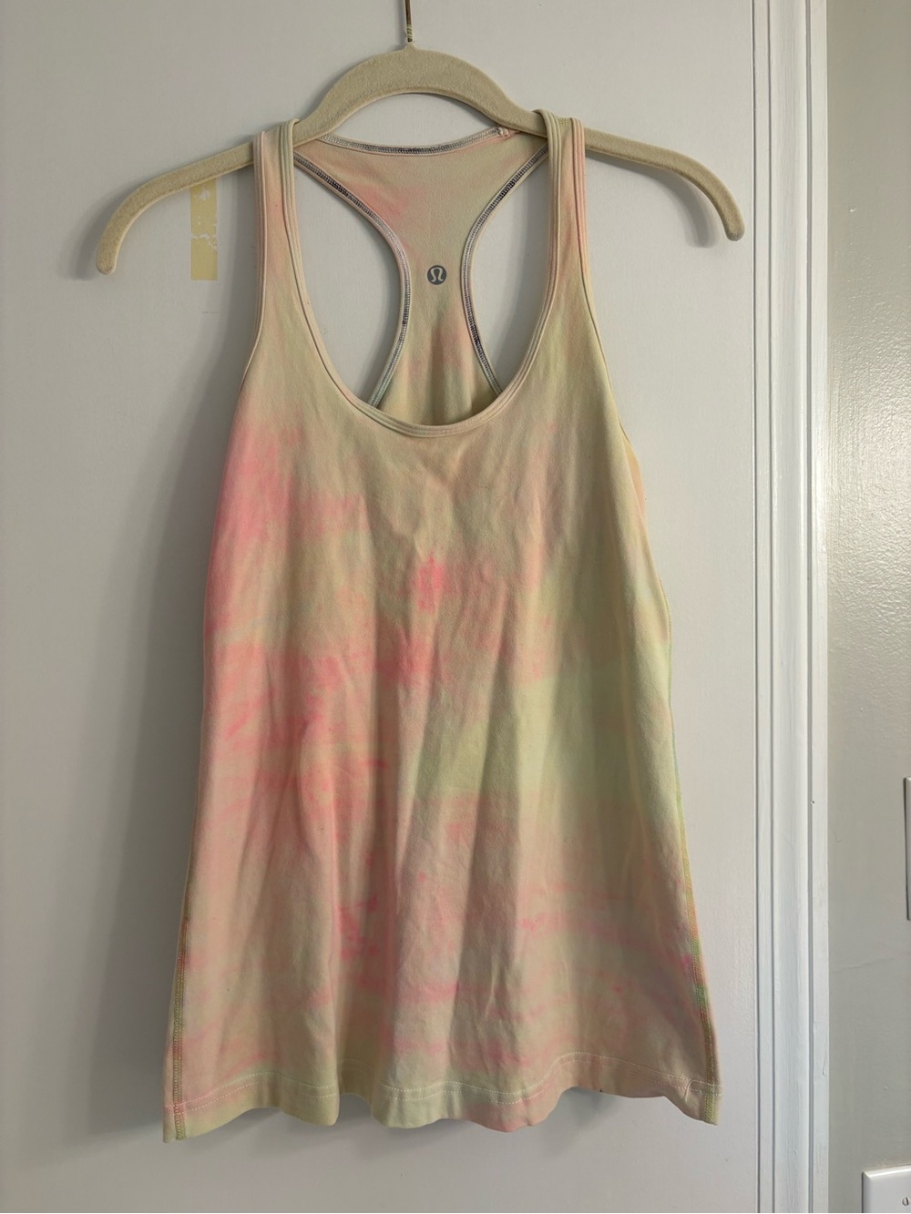 lululemon athletica size 8 Pastel Tie-Dye Racerback Tank - Pink, Cream, Yellow